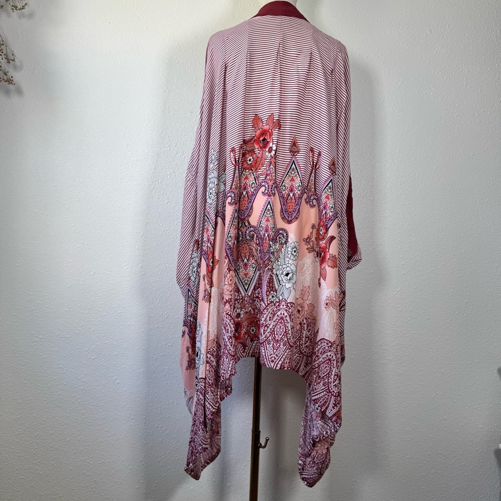 Soma Intimates Mixed Print Kimono Wrap Floral & Striped indie festival lounge - Picture 4 of 12